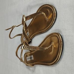 Steve Madden Gold Strappy Crocodile Casual Summer Sandals Size 9.5